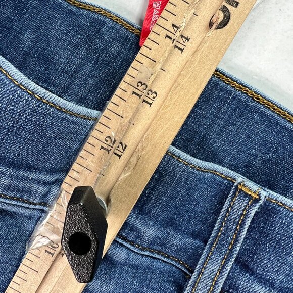 Spanx Jeans Women 34x28* High Rise Front Seam Wide Leg Blue Stretch Denim Tag XL - Picture 15 of 16